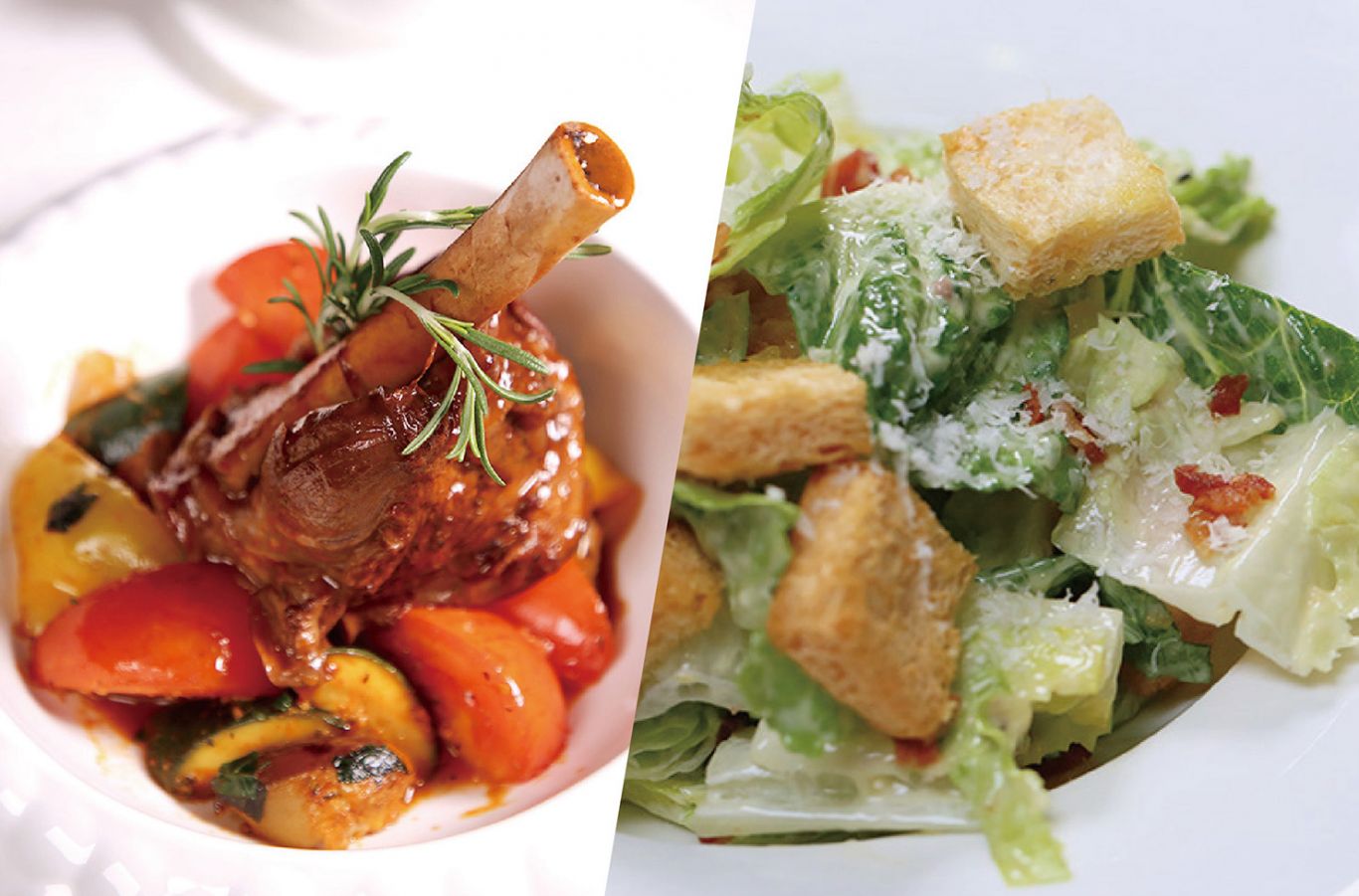 波特酒燴羊膝 + 凱撒沙律