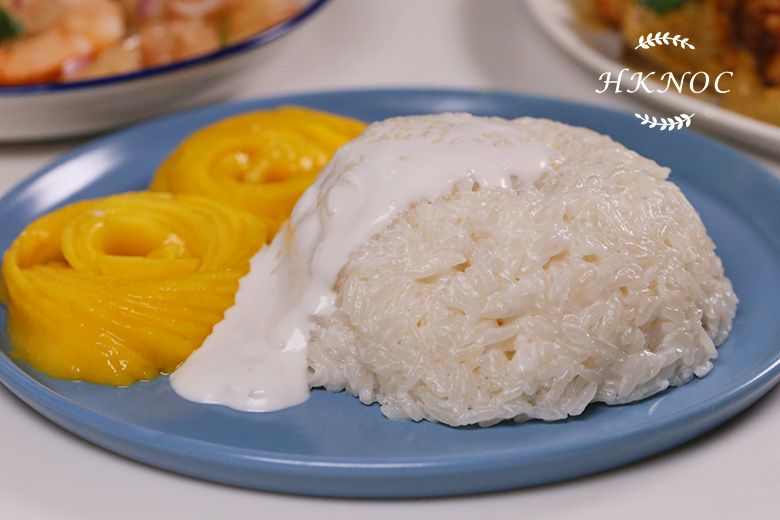 家常菜:大蝦柚子沙律+自家製青咖哩配香酥炸雞+芒果糯米飯