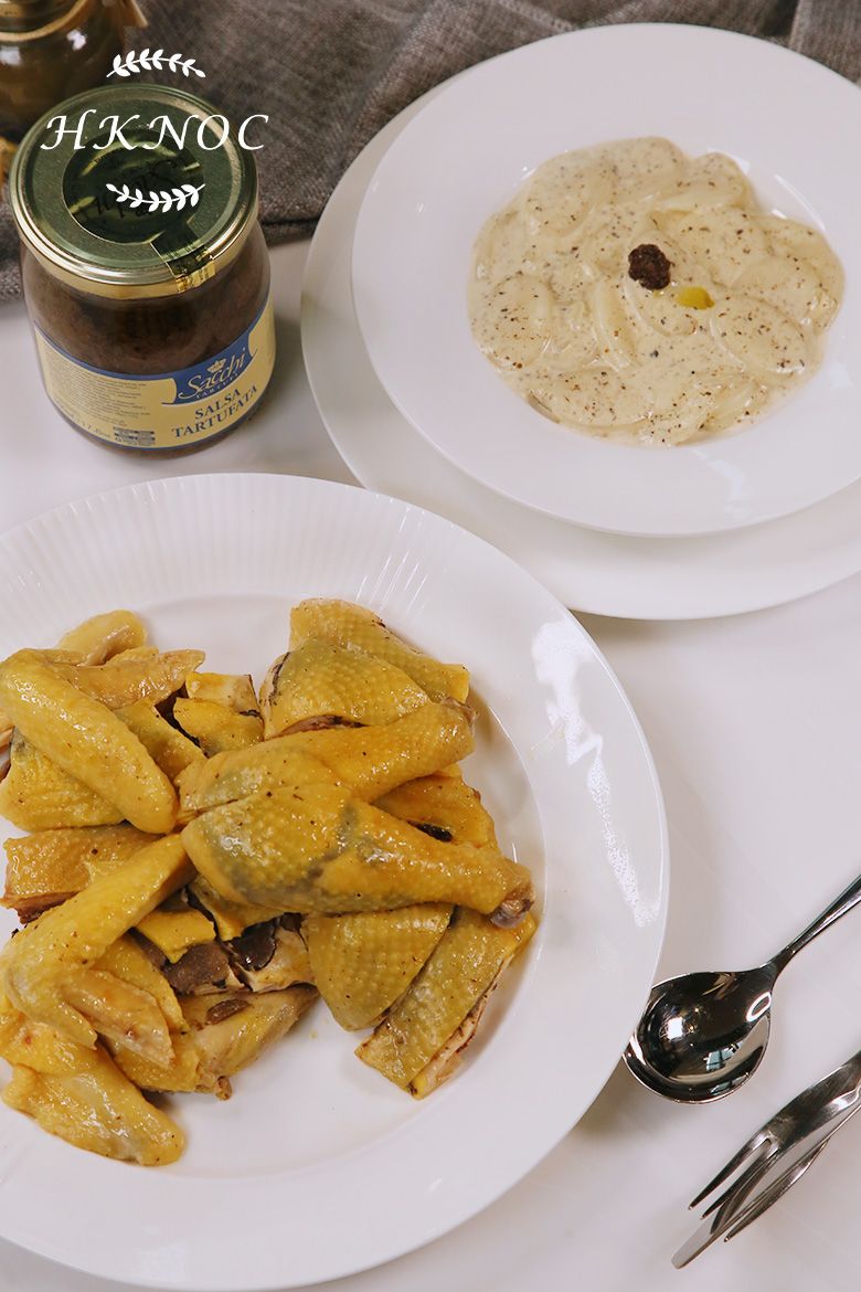 慢煮黑松露白切雞配松露煮年糕