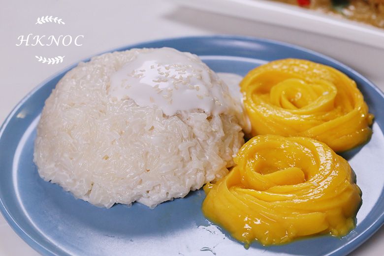 家常菜:大蝦柚子沙律+自家製青咖哩配香酥炸雞+芒果糯米飯