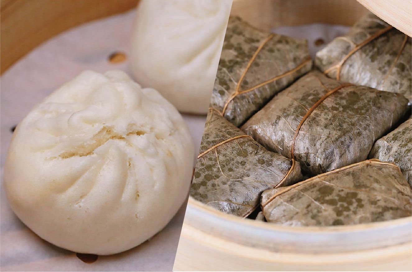 素食:素叉燒飽 + 素珍珠雞