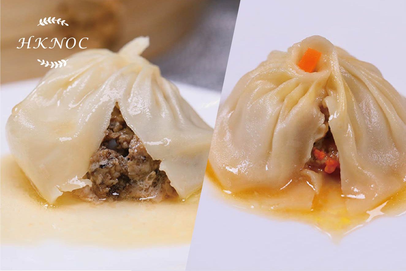 黑松露小籠包配蟹粉小籠包