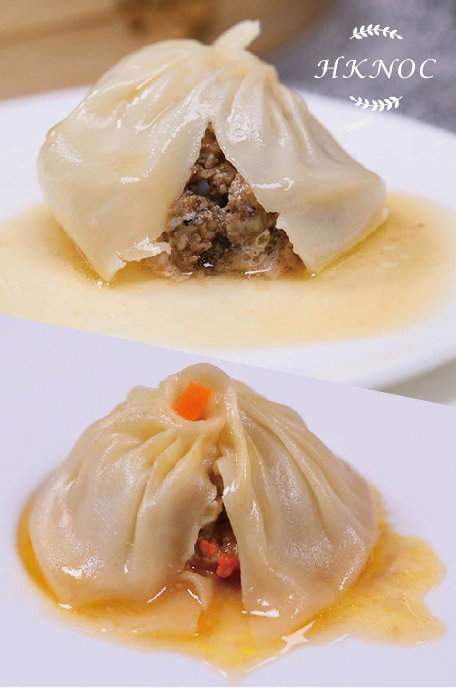 黑松露小籠包配蟹粉小籠包